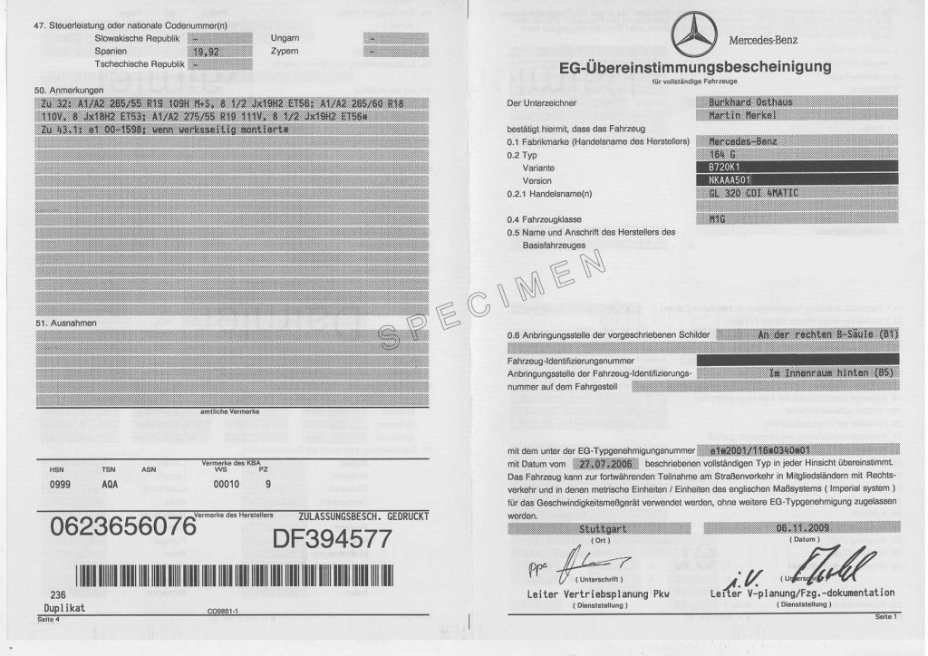 CERTIFICATE OF CONFORMITY C.O.C MERCEDES / CERTIFAUTO | CertifAuto ...